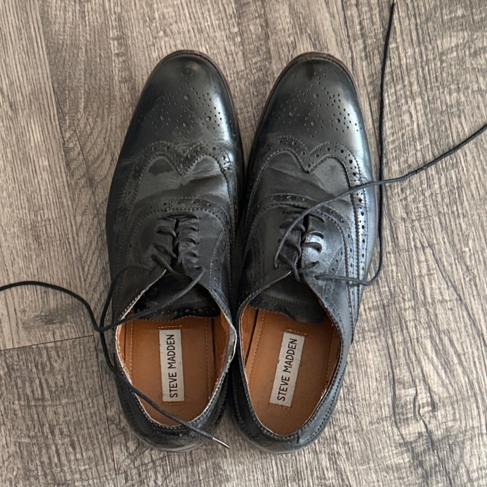 Steve Madden Men’s Black Declan Oxford Shoes, Size 9, EUC